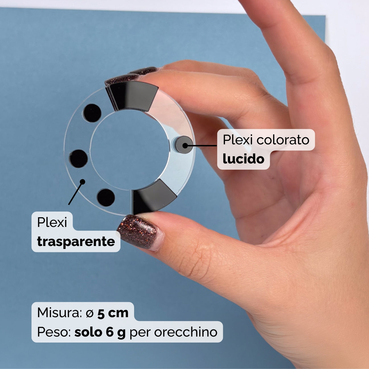 Aura Essential - Orecchini in Plexiglas Trasparenti Bianco e Nero