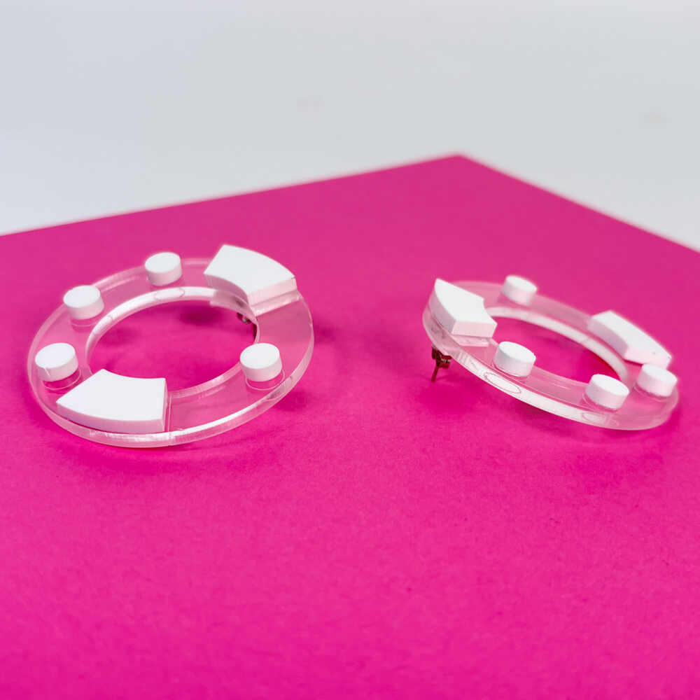 Aura Essential - Orecchini in Plexiglas Trasparenti Bianco e Nero