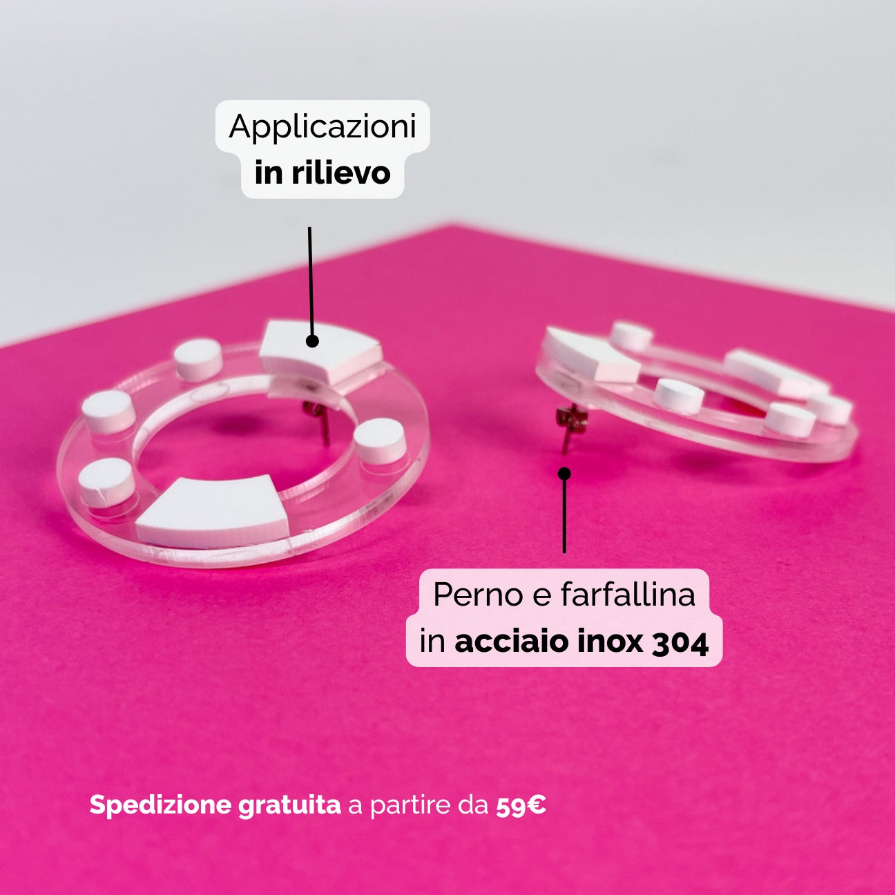 Aura Essential - Orecchini in Plexiglas Trasparenti Bianco e Nero