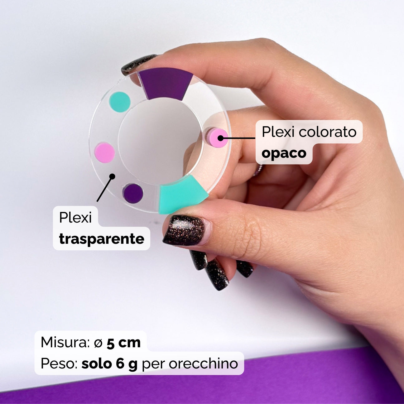 Aura Color - Orecchini in Plexiglas Trasparenti Colorati