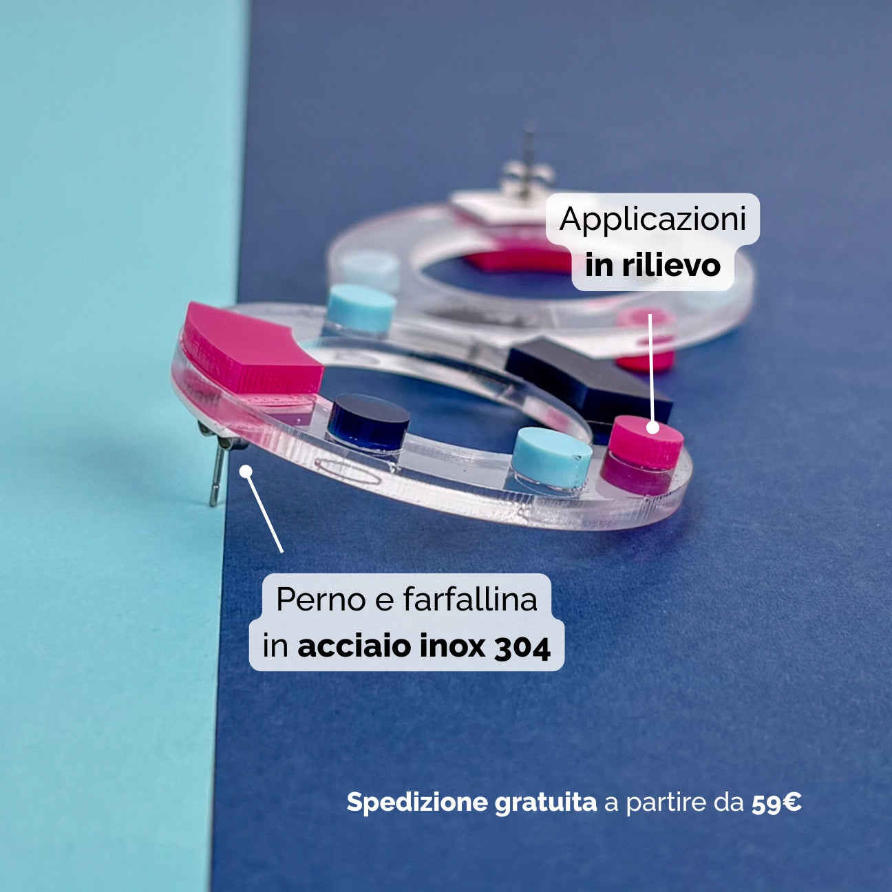 Aura Color - Orecchini in Plexiglas Trasparenti Colorati