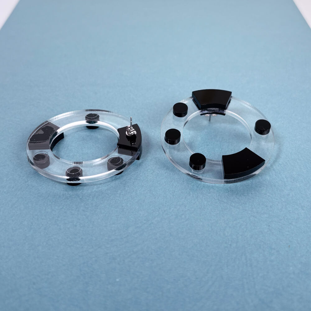 Aura Essential - Orecchini in Plexiglas Trasparenti Bianco e Nero