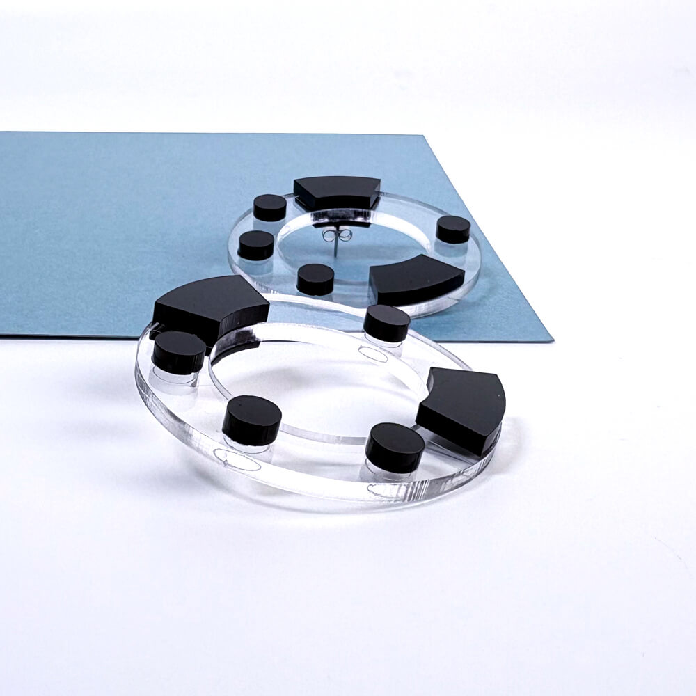 Aura Essential - Orecchini in Plexiglas Trasparenti Bianco e Nero