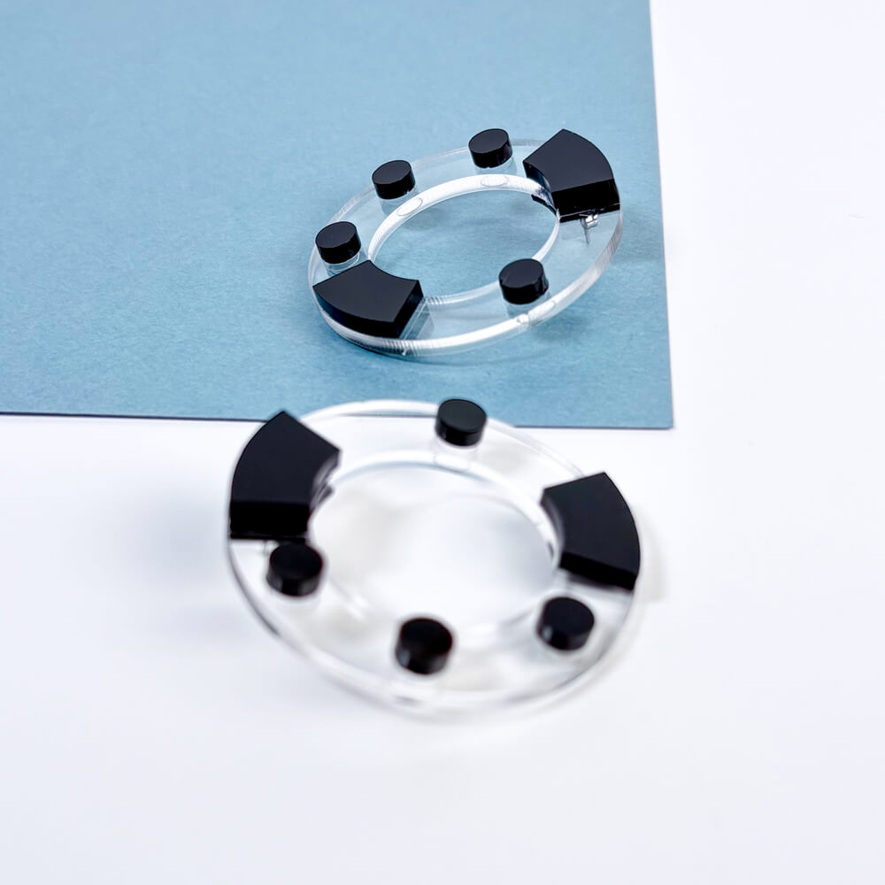 Aura Essential - Orecchini in Plexiglas Trasparenti Bianco e Nero