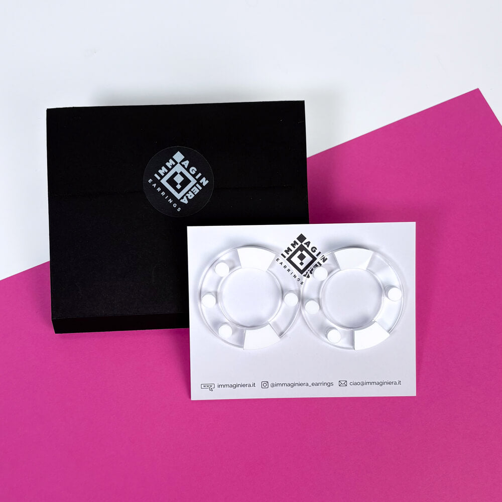 Aura Essential - Orecchini in Plexiglas Trasparenti Bianco e Nero